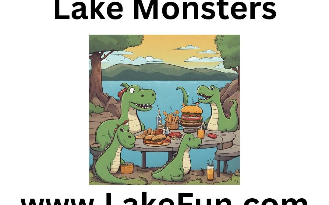4 Most Famous Lake Monsters having a Lakeside Cookout.